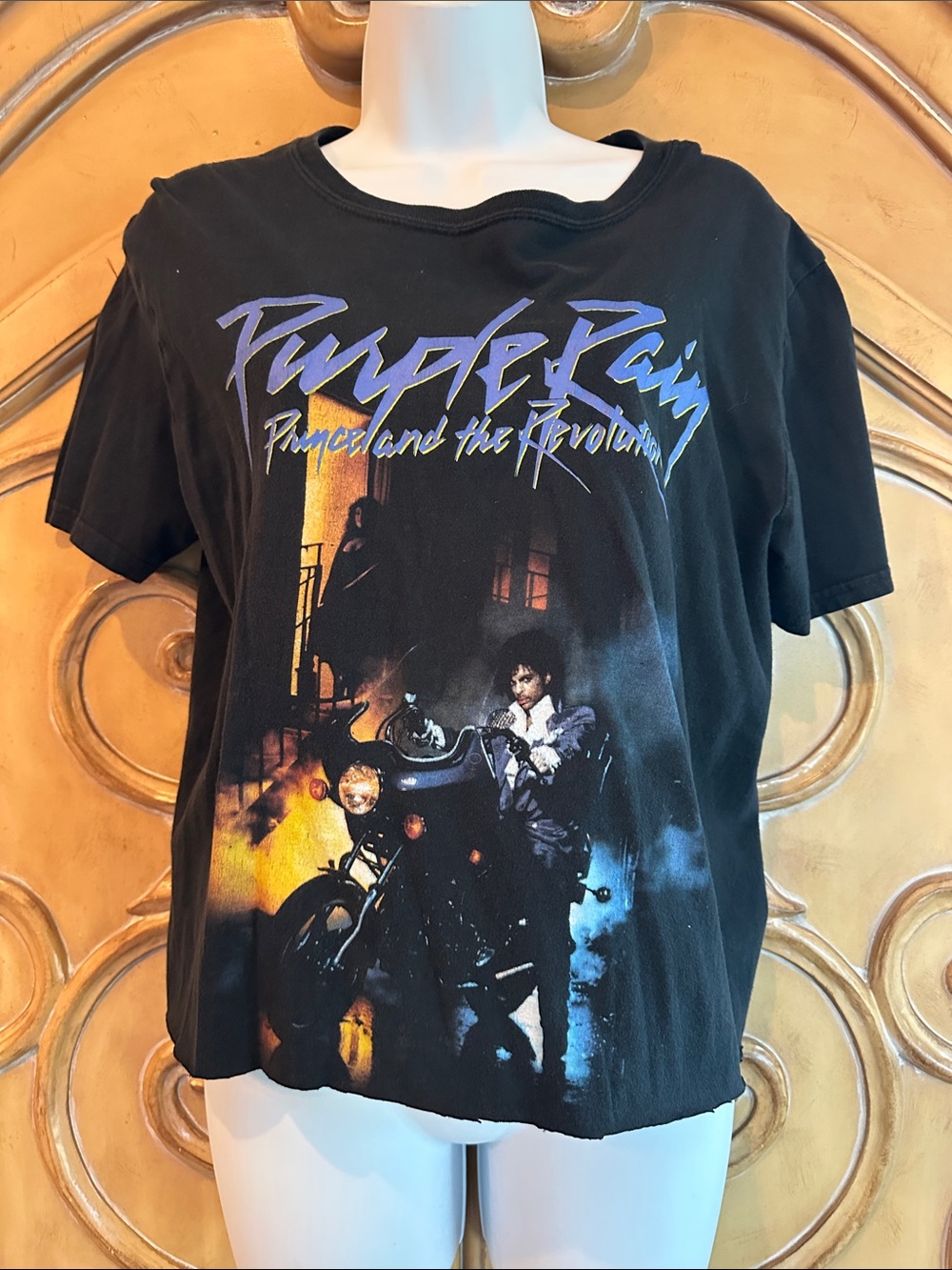 Black 'Purple Rain' Graphic Short Sleeve Tee